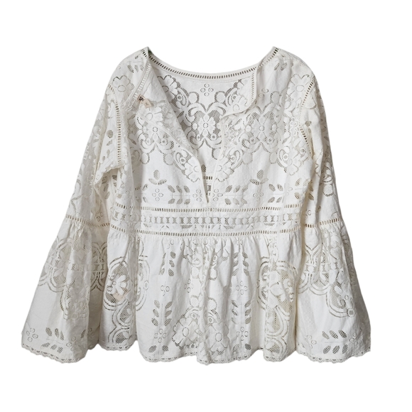 SPELL x REVOLVE sheer Clover lace blouse in white size XL - Picture 2 of 9